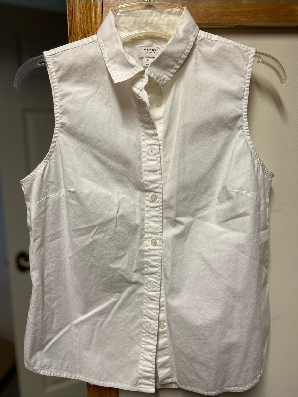 J. Crew White Sleeveless Button-Down Shirt